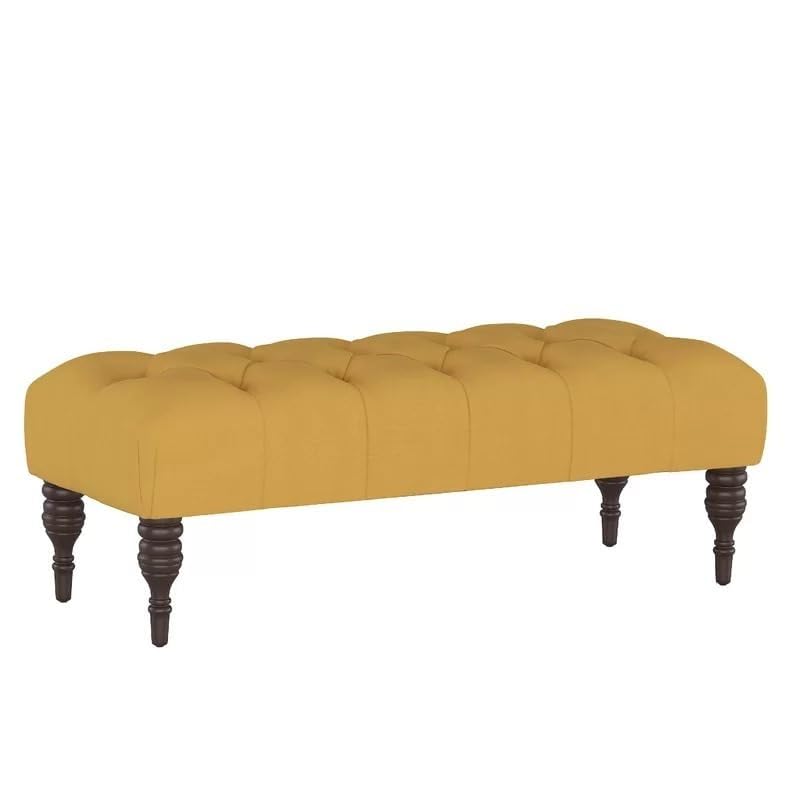 Homevibes Storage Zeno Ottoman with Hidden Compartment, Rectangular 2 Seater Ottoman, Living Room Furniture, Storage Ottomans for Office, Bedroom, Living Room (Ivory) (Yellow Velvet)