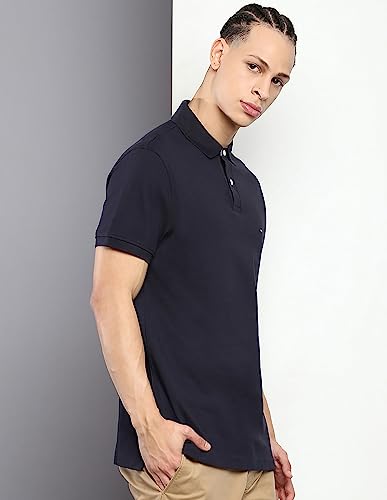 Image of Tommy Hilfiger Solid Regular fit Cotton Polo t-Shirt