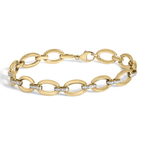 Haus of Brilliance Gold Vermeil 1/10 Cttw Diamond Bold Oval Link Bracelet