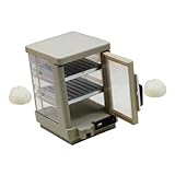 Yardwe 1 Satz Kühlvitrine für Puppenhaus Mini Insulated Cabinet mit Mini Dampfnudeln für Lebensmittelpräsentation Dekoration für Häuser und Mikrolandschaften