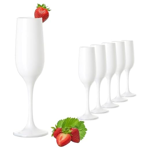 PLATINUX Weiße stabile Sektgläser Champagnergläser 200ml Set 6 Teilig aus Glas Prosecco Sektflöten Sektkelche Sektglas
