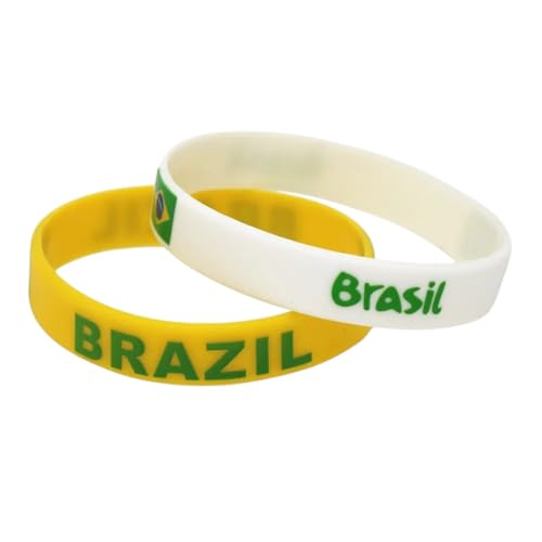 New For Trendy 2025 1Pc Brazil Country Flag Silicone Wristband Football Soccer Team Fans Sport Elastic Rubber Bracelet Bangles Armband Gifts Jewelry Fashion Accessories Creative Gift