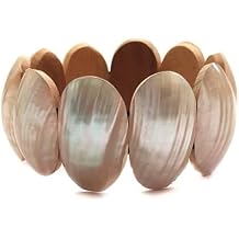 Natural Mother of Pearl Shell Stretch Cuff Bracelet 6 to 8 inches Stretchable Handmade Jewelry BA019