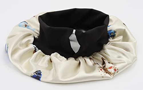 Kids Satin Bonnet Double Layer Wide Elastic Band Sleep Cap Hair Bonnet Silky Night Cap for Toddler Child