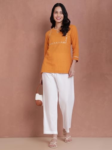 Image of TWIN BIRDS Women Viscose Kurti Pants | Straight Fit Ethnic Daily Trousers