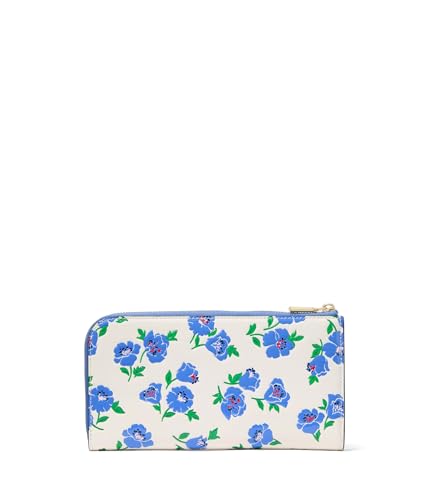 Image of kate spade new york Devin Springtime Blooms Embossed Saffiano Leather Zip Around Continental Wallet, Cream Multi