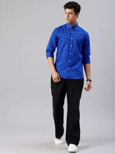 Image of Majestic Man Men's Solid Pure Cotton Casual Shirt - Slim Fit | Full Sleeves | Soft & Breathable Fabric