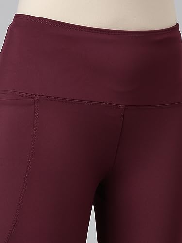 Image of GO COLORS Solid Nylon Stretch Ankle Length Training Tights | High Rise, Side Pockets