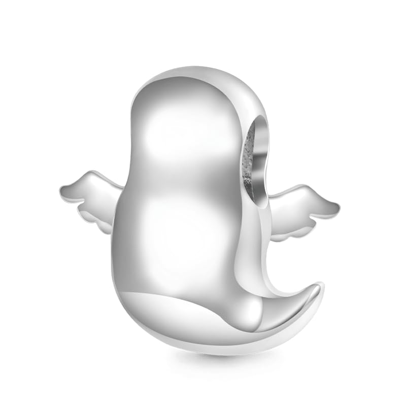 GNOCE Halloween Boo the Ghost Charm Sterling Silver Bead Halloween Charm Fit Bracelet/Necklace for Women Wife/Jewelry Gift2