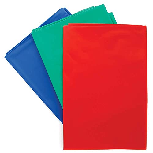 Baker Ross FE435 Heavy Duty Reusable Wipeclean Multipurpose Childrens Arts & Crafts Splash Mats, 1.5m x 1.5m, Red, Green & Blue, Pack of 3, Pieces
