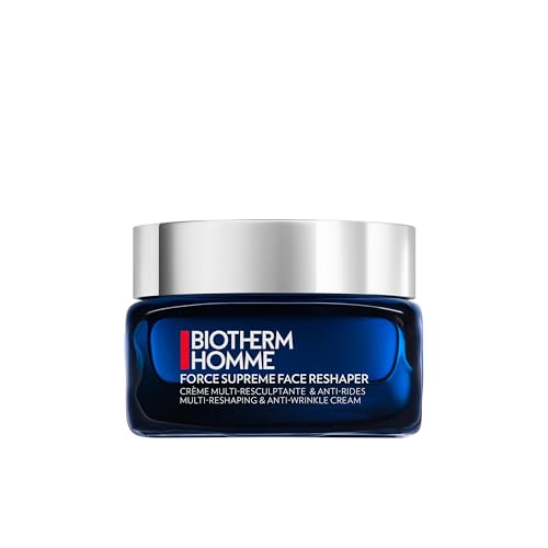 Biotherm Homme, Force Supreme Face Reshaper Cream, Crema Anti-Edad para Hombre, Piel Elástica y Firme, Enriquecida con Algas Azules y Pro-Retinol, 50 ml