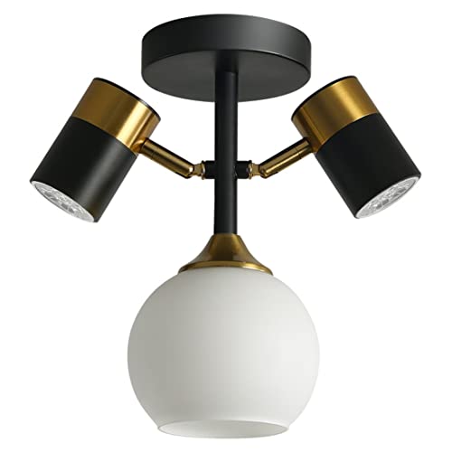 Plafonnier en verre et finition noir et or au design suspendu - 2