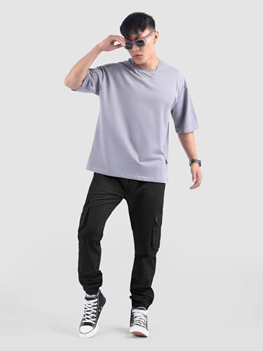 Image of Beyoung Cotton Regular Fit Heavy Gauge Cargo Joggers for Men | Ribbed Hem | Spacious Pockets | Track Pants | Elastic Waistband | Cargo for Men