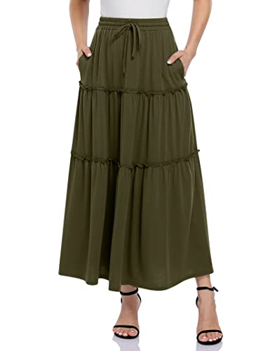 Clearlove Falda Larga para Mujer Elegante Cintura Elástica Maxi Faldas con Bolsillo Cover