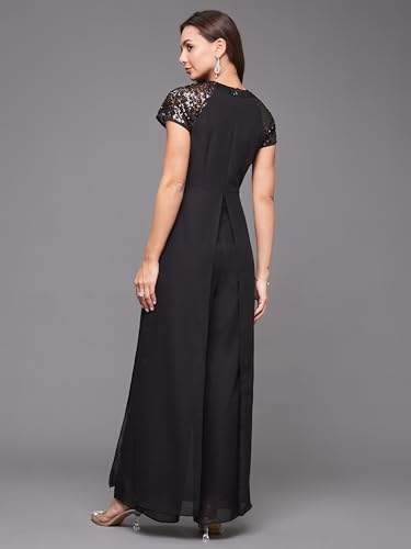 Image of Miss Chase Women's Keyhole Neck Regular Sleeve Regular Length Jumpsuit with Pockets