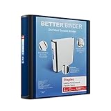 Staples 2-Inch 3-Ring Better Binder, Durable View Binder for Office & School Storage, Navy Blue, 2-Pack