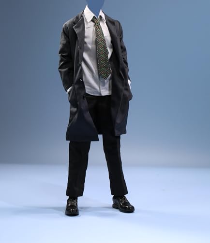 1/6 Scale Male Clothes, Men's Long Suit Windbreaker Coat Shirt Pants Outfit Clothing for 12inch Male Action Figure Body (Gray Suit)2