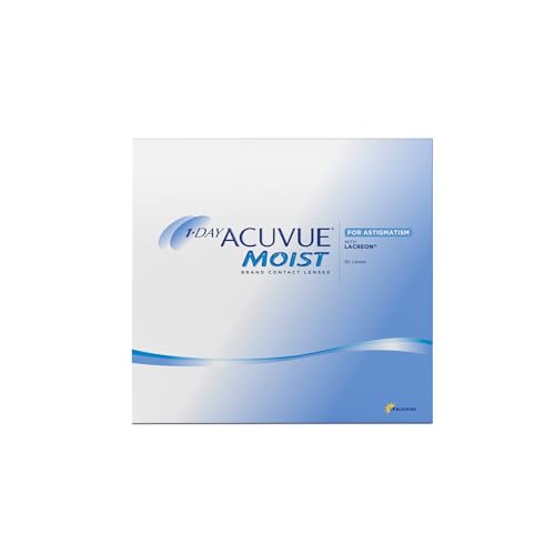 ACUVUE MOIST 1-DAY for Astigmatism Tageslinsen – Tageskontaktlinsen mit -4.00 dpt, Cyl -1.75, Ach 30 &amp; BC 8.5 – UV Schutz, feuchtigkeitsspendend &amp; angenehmes Tragegefühl – 90 Linsen