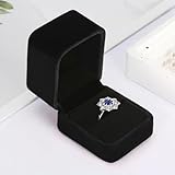 Caixa de anel único de veludo preto clássica – Estojo de joias de luxo para noivado, propostas e presentes