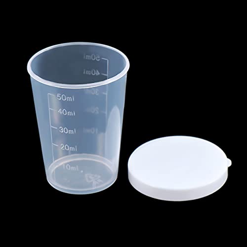 20 vasos medidores plásticos con tapa 50 ml miniatura 2