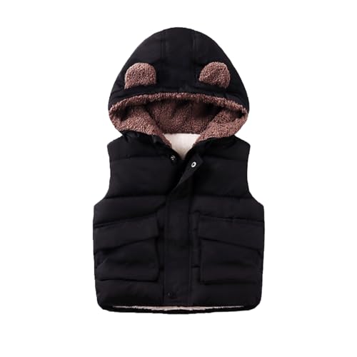 Toddler Boys Girls Sleeveless Thicken Coat Bear Ears Hooded Jacket Fleece Lined Jackets Puffer Waterproof Padded Coat