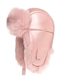 Futrzane Trapperhut aus Leder - Fliegermütze Damen - Russische Mütze Uschanka (M, Rosa - Rosa Siberian)
