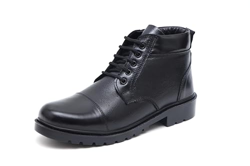 Image of ARAMISH Men's Genuine Black Genuine Leather Lace Up Police Boots - 08 UK