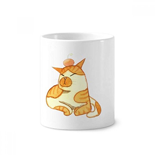 Rangement pinceaux céramique chat orange fini le désordre