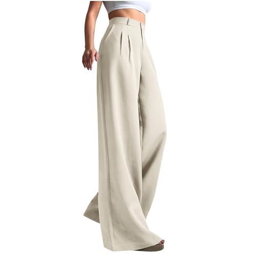 Women's Versatile Flare Pants Spring Solid Straight Leg High Waisted Commuting Suit Pants Wide Leg Trousers