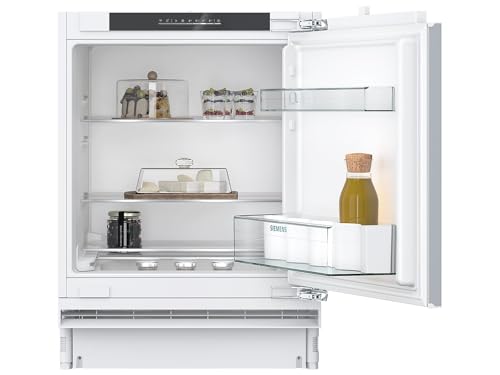 SIEMENS KU21RVFE0 iQ300 - Nevera inteligente sin congelador, nicho de 82 x 60 cm, 134 L, soporte para botellas, estantes de cristal de seguridad, enfriamiento rápido, muy silencioso, iluminación LED