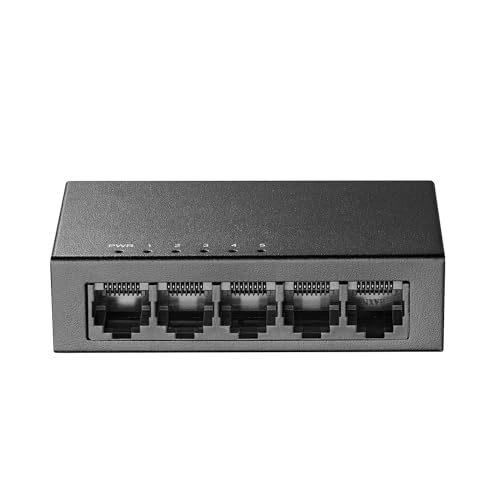 Image of Binardat 5 Port Gigabit Ethernet Switch, 5 Ports 100 /1000Mbps, Mini Size Metal Case Unmanaged Desktop|Wallmount Plug and Play