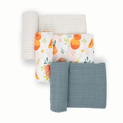 Image of Little Unicorn Muslin Swaddle Blanket for Newborns & Infants | Soft & Breathable Fabric | Set of 3 Baby Blankets for Swaddling, Nursing, Shower Gifts (Georgia Peach)
