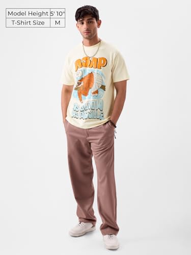 Image of The Souled Store ASAP Men and Boys Regular Fit Half Sleeve Graphic Printed Cotton Yellow Color T-Shirt
