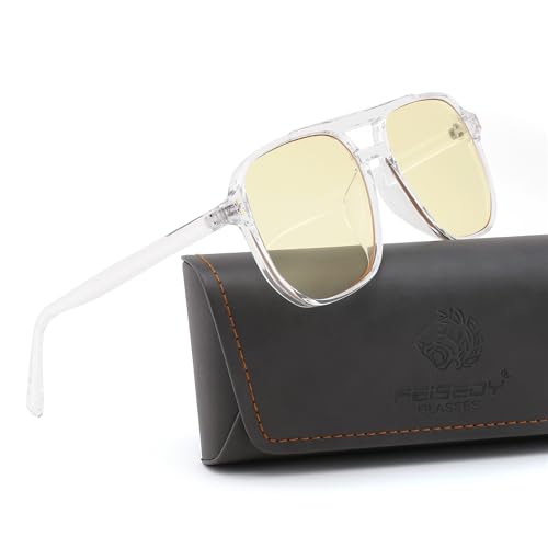 Image of FEISEDY Amber Blue Light Glasses for Computer Gaming Orange /Yellow lens Anti Eyestrain Sleep Glasses G2835