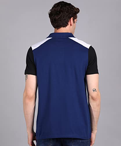 Image of Urbano Fashion Men's Colour-Block Slim Fit Half Sleeve Cotton Polo T-Shirt