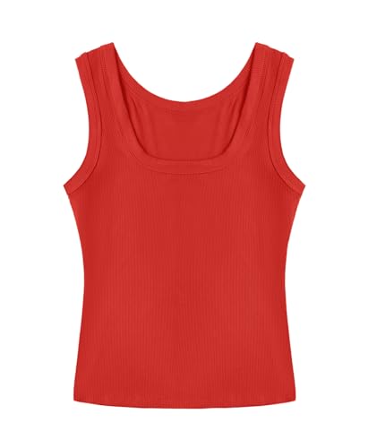 Image of SVALIY Summer Womens Tank Tops 2026 Square Neck Fitted Sleeveless Shirts for Women Ribbed Basic Top