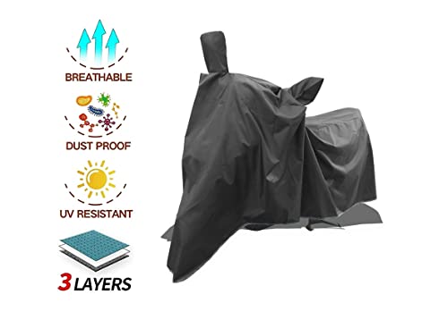 Image of Two Wheeler - Scooty - Bike Cover for Yamaha RX-135 Cover with Water-Resistant and Dust Proof Premium 190T Fabric Entire Black Large