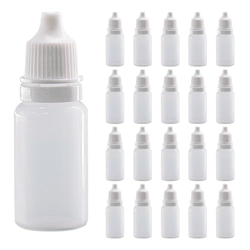 XWYDZ 20 Pcs 10ml Dropper Bottle 10ml Bottles Dropper Bottle - Plastic Squeezable Empty Travel Leak-Proof Refillable Liquid Containers with Cap for Essential Oils DIY White