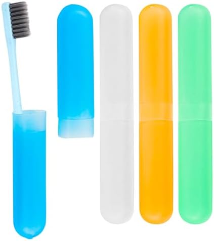 Travel Toothbrush Holder Pack - Dental Hygiene Kit with 4 Plastic Toothbrush Containers | Oral Care Portable Cover Case for Travel, School, Home image 4