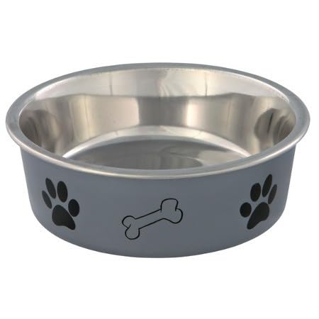 TRIXIE - Ciotola in acciaio con rivestimento in plastica per cani, Colori Assortiti, 0.75 l, ø17 cm, 1 pezzo