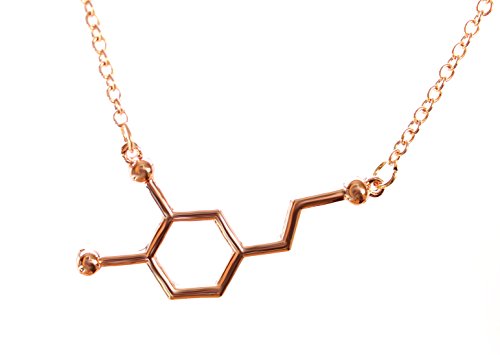 Serebra Jewelry Dopamina Molécula Colgante Collar aleación Color Plata, Oro, Oro Rosa Felicidad Feliz química