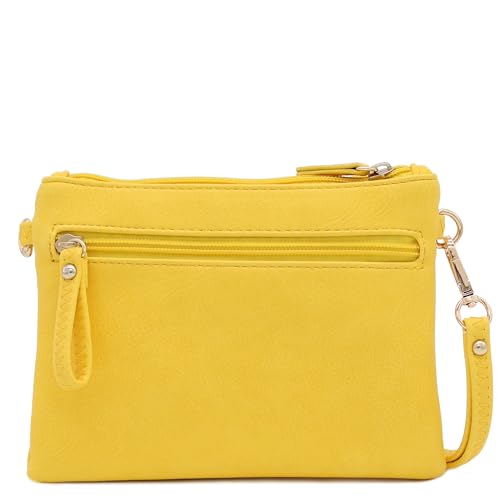 Image of FashionPuzzle Multi Zipper Pocket Small Wristlet Crossbody Bag