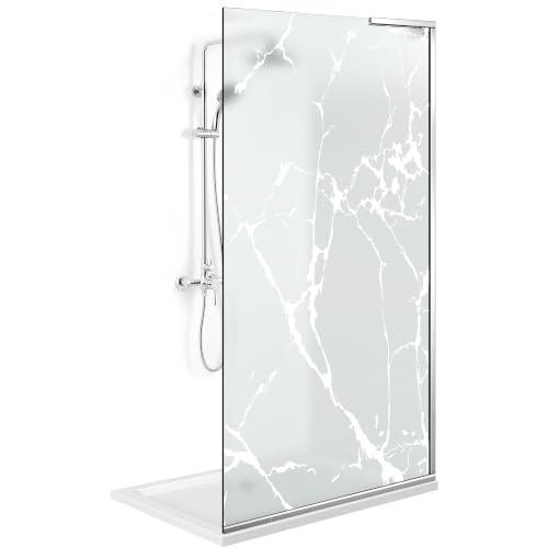 Mampara de ducha de cristal satinado Aqua Roy INOX Marmor White 80x195 cm 4