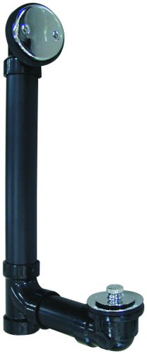 PlumbUSA Lift and Lock Waste and Overflow, Two-Hole Bath Waste Drain, Chrome Plated Trim, 1-1/2 Inch ABS Schedule 40 Pipe