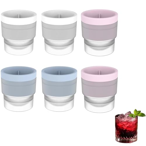 6Pcs Ice Ball Mould, Silicone Ice Ball Makers, Round Ice Cube Moulds for Whisky, Cocktails, and Soft Drinks, Large Sphere Ice Cube Mould for Home and Party Use