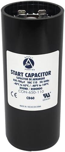 Appli Parts CON-430-110 Motor Start Capacitor 430-516 MFD uF, 110-125 VAC. Universal for Electric Motor Applications, 1.75 in Wide, 3.38 in Height