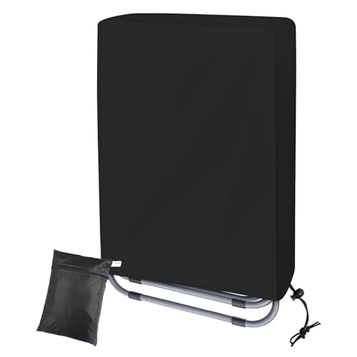 Fachmach Gartenstühle Abdeckung Gartenmöbel Schutzhülle UV-Beständig Winddicht für Klappstühle Deckchair Liegestuhl Klappbar, Inklusive Oxford Tragetasche (Schwarz)
