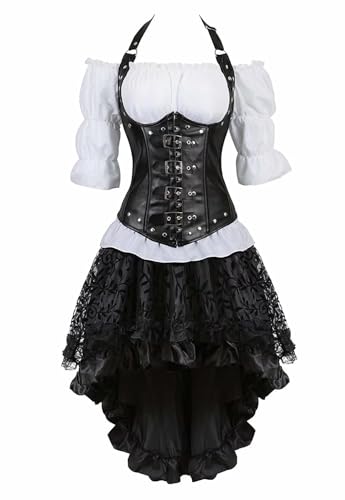 underbust corset dress Amazon.com: Jutrisujo Underbust Corset Dress 3 Piece Outfits for Women Faux  Leather Strap Skirt White Blouse Pirate Black XS: Clothing, Shoes & Jewelry