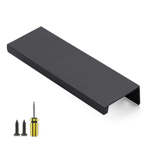 Image of Ravinte 1 Pack Finger Pulls for Cabinets 102mm /4 Length Black Edge Pulls