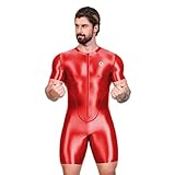 [ASIAN CLOSET] L RED ボディースーツ Olympus Sports Bodysuit スポーツウェア ストレッチ生地 シングレット 男性下着